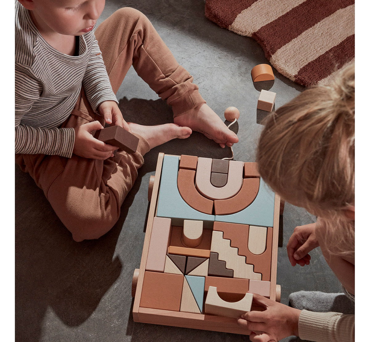 wagon with wooden blocks "Rainbow Wagon with Blocks"